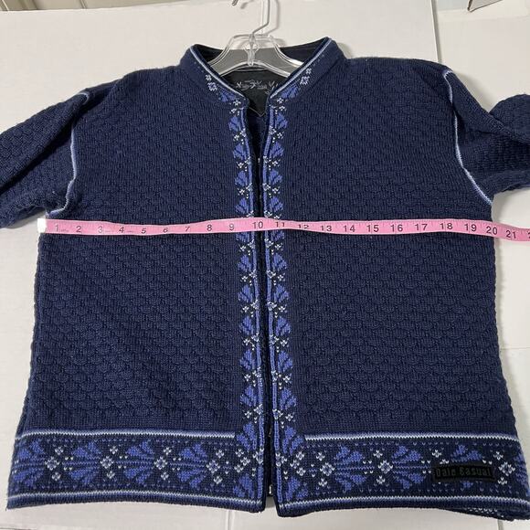 Dale Of Norway Sweater Womens M Blue Wool Norwegian Cardigan Metal Clasps - Picture 10 of 13